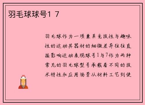 羽毛球球号1 7